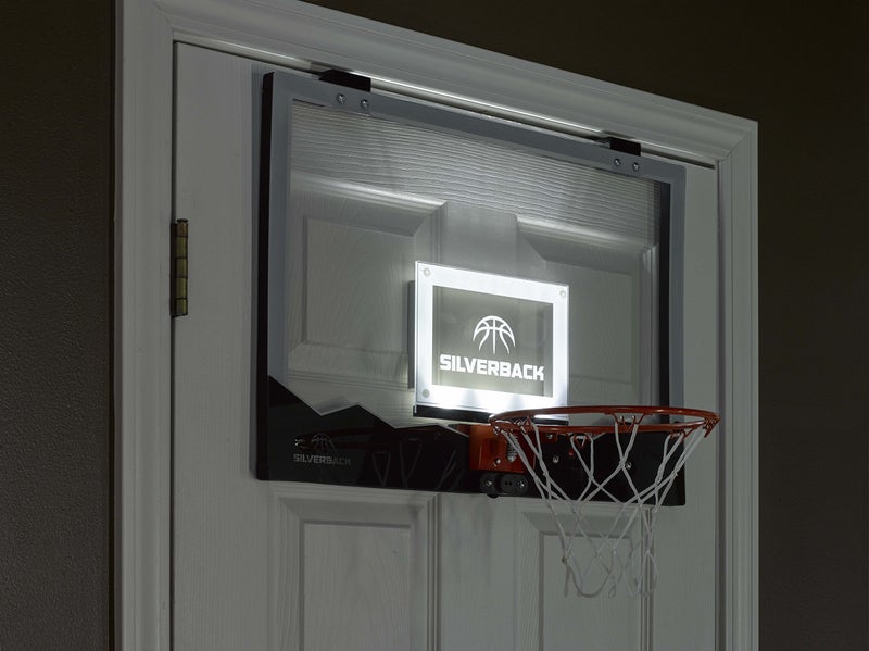 Silverback 23" LED Light-Up Over the Door Mini Basketball Hoop Includes Mini Basketball and Air Pump , Black - Image 3